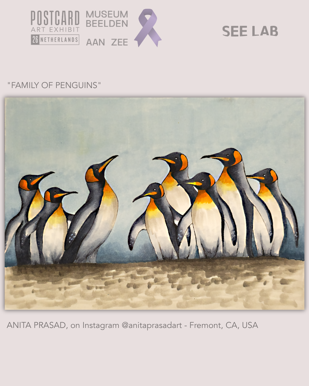 Anita Prasad, "Family of Penguins" - Postcard Art