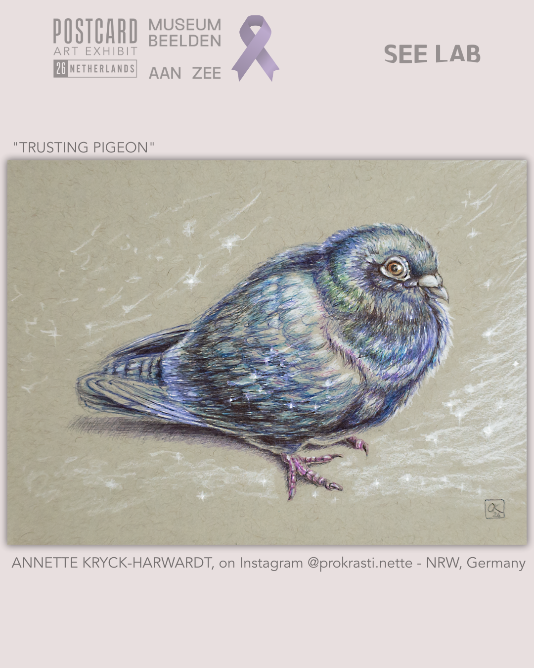 Annette Kryck-Harwardt, "Trusting Pigeon" - Postcard Art