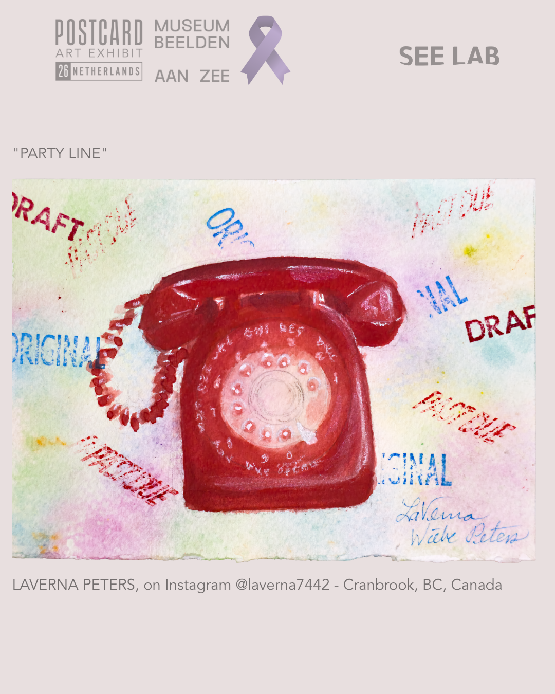 LaVerna Peters, "Party Line" - Postcard Art