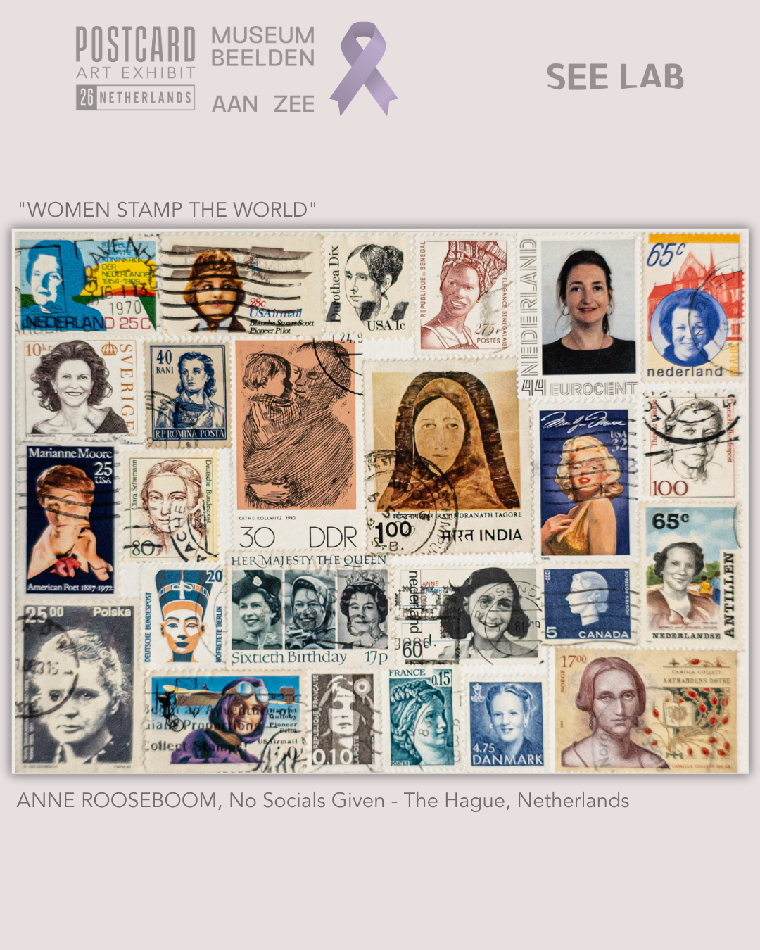 Anne Rooseboom, "Women Stamp the World" - Postcard Art