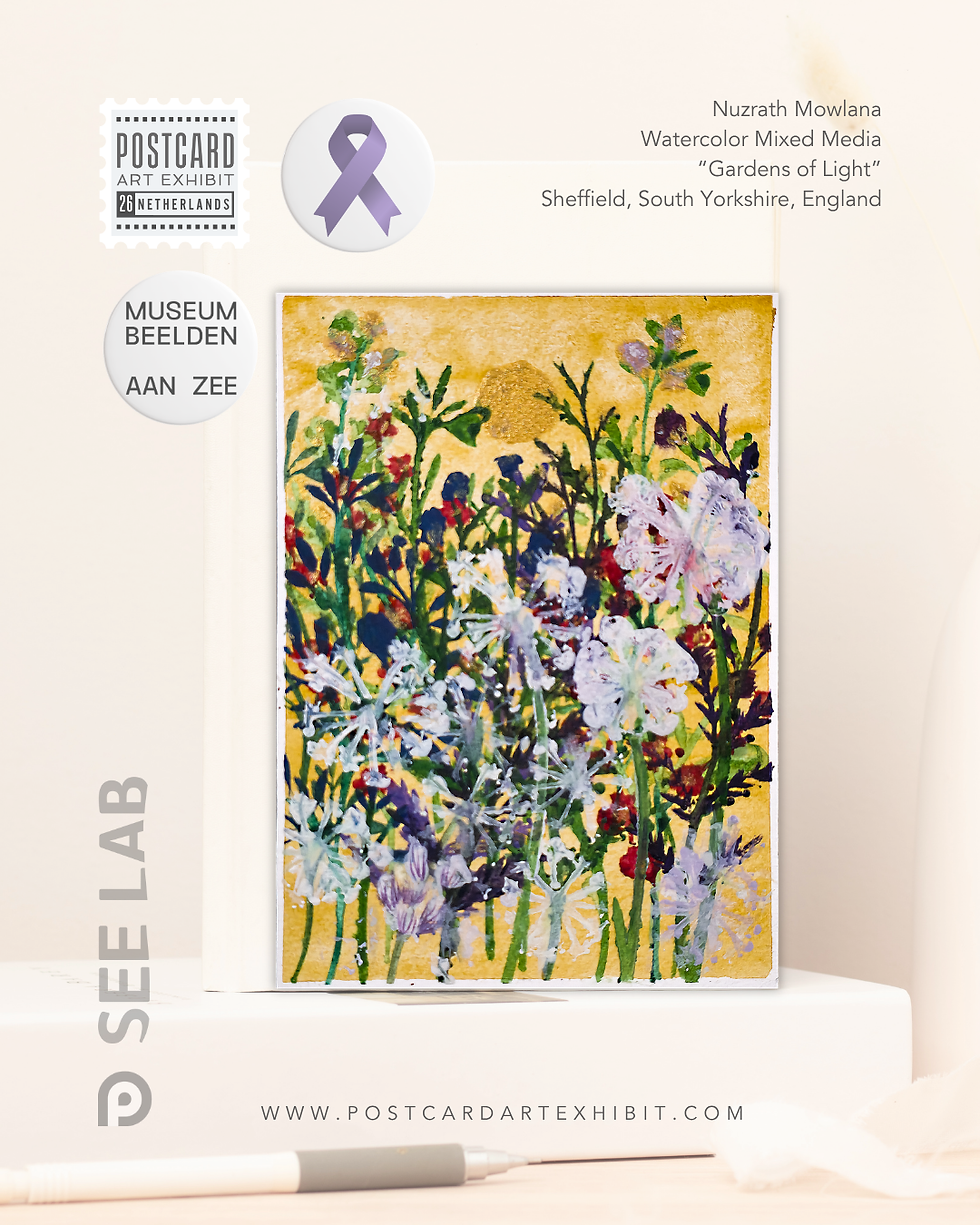 Thumbnail: Nuzrath Mowlana, "Gardens of Light" - Postcard Art