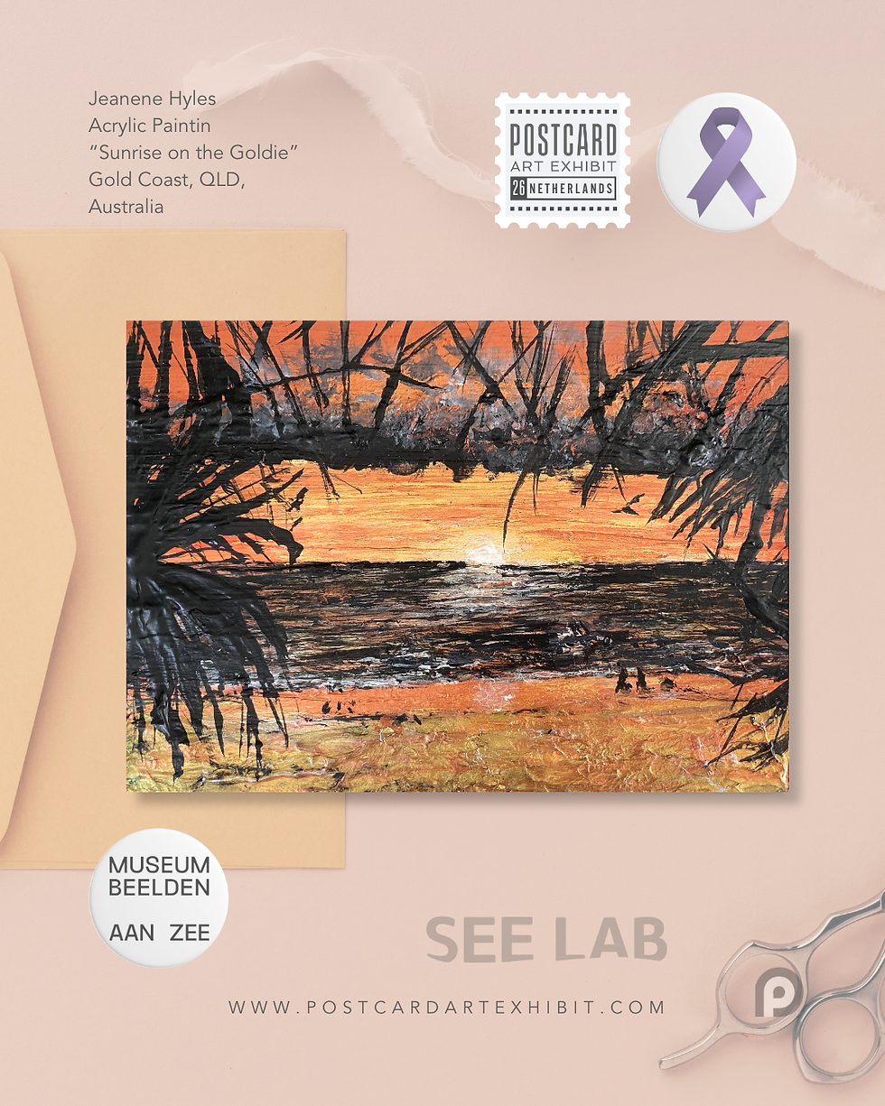 Thumbnail: Jeanene Hyles, "Sunrise on the Goldie" - Postcard Art