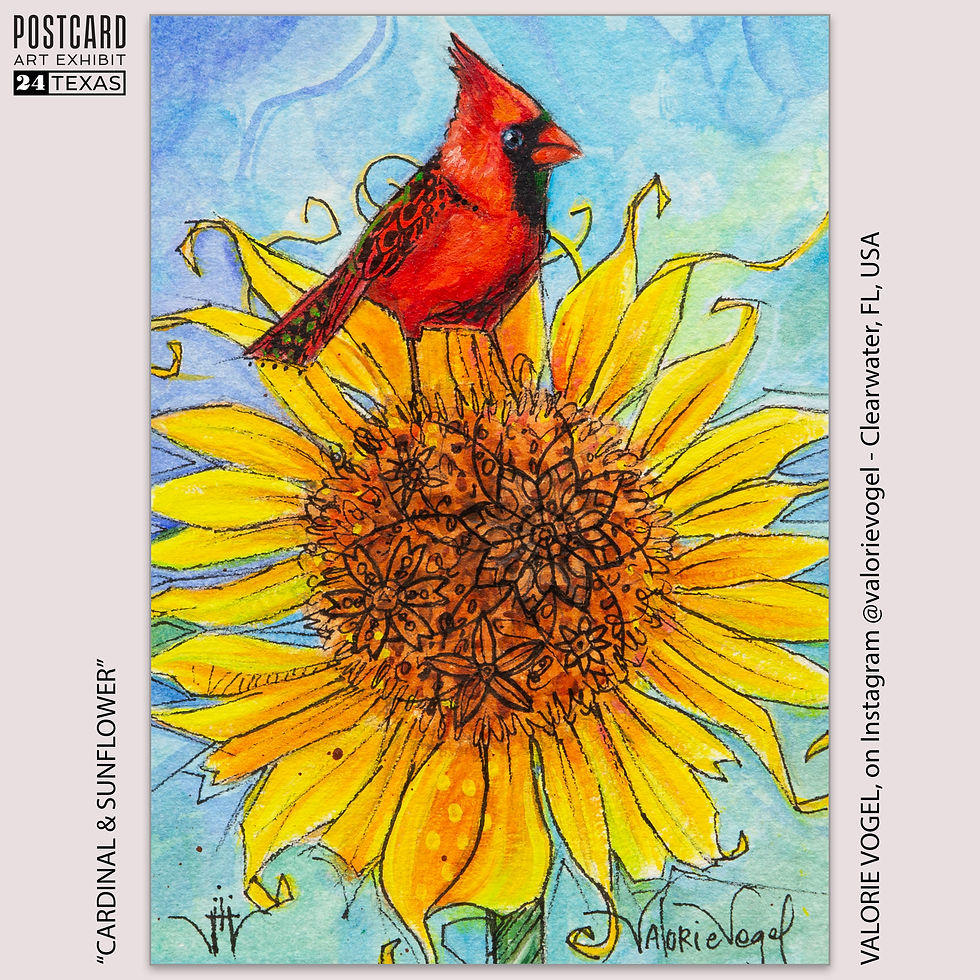 Thumbnail: Valorie Vogel, "Cardinal & Sunflower" - Postcard Art