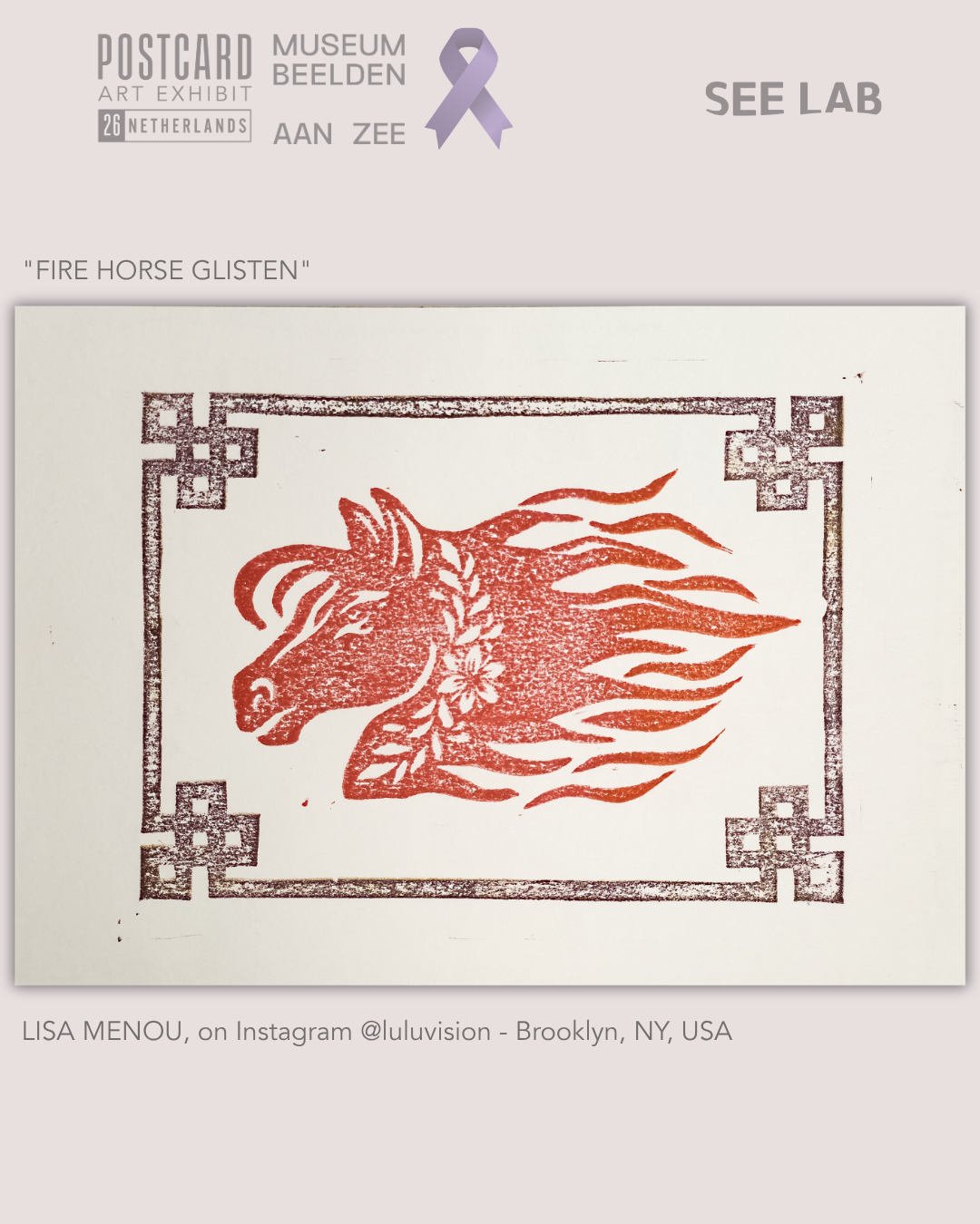 Lisa Menou, "Fire Horse Glisten" - Postcard Art