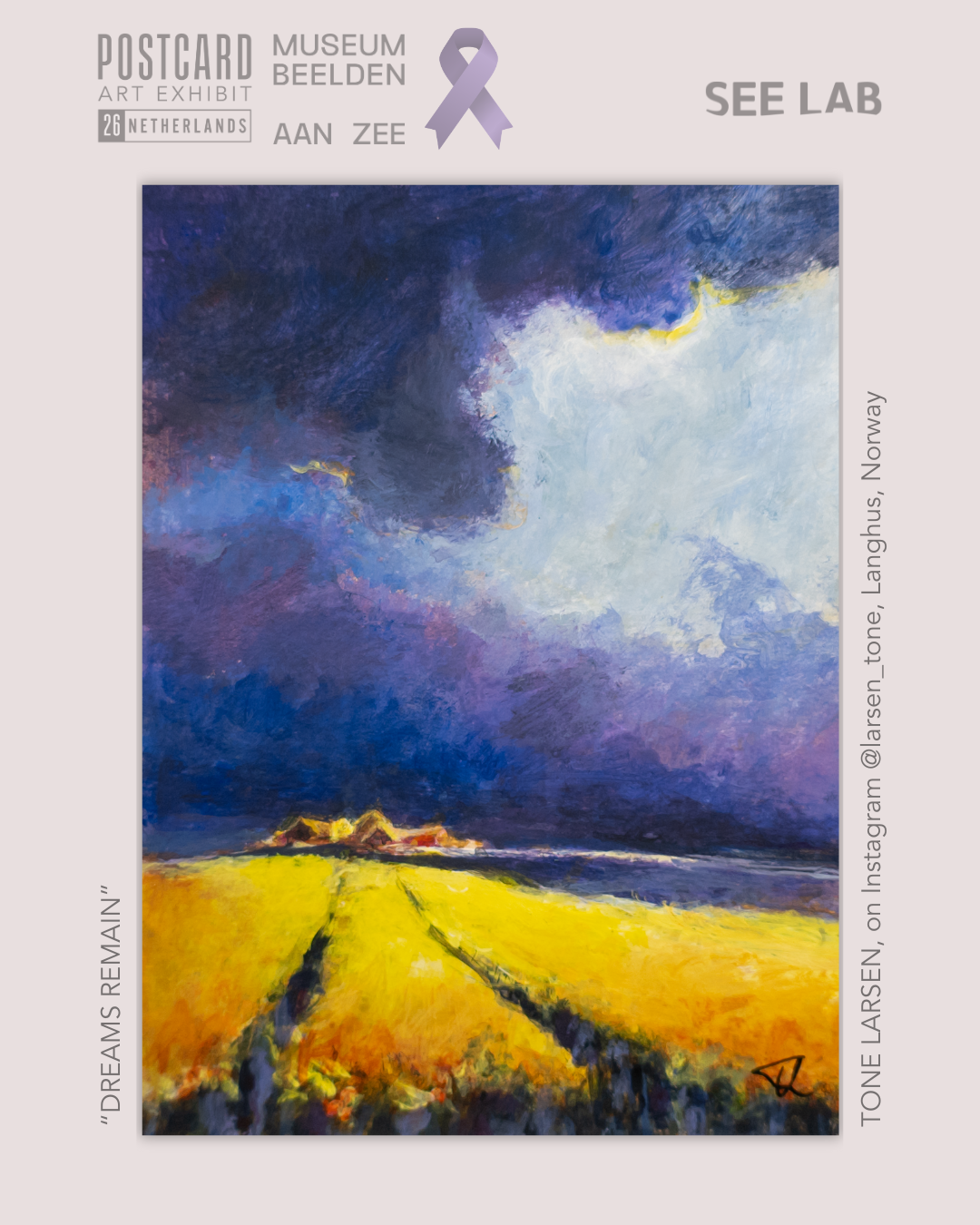 Tone Larsen, Acrylic Painting - "Dreams Remain" - Langhus, Norway - Postcard Art Exhibit 2026 Supporting Alzheimer’s