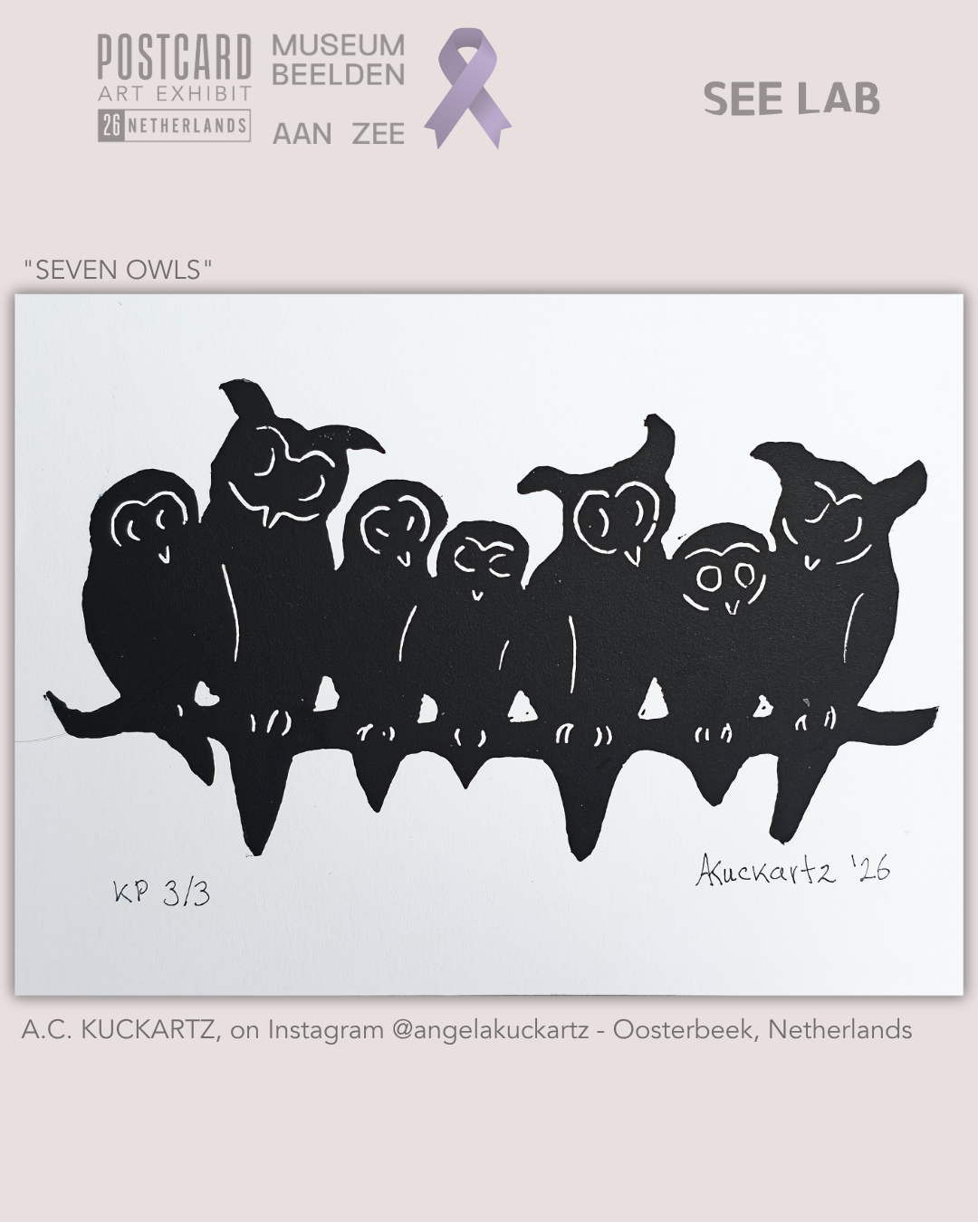 A.C. Kuckartz, "Seven Owls" - Postcard Art