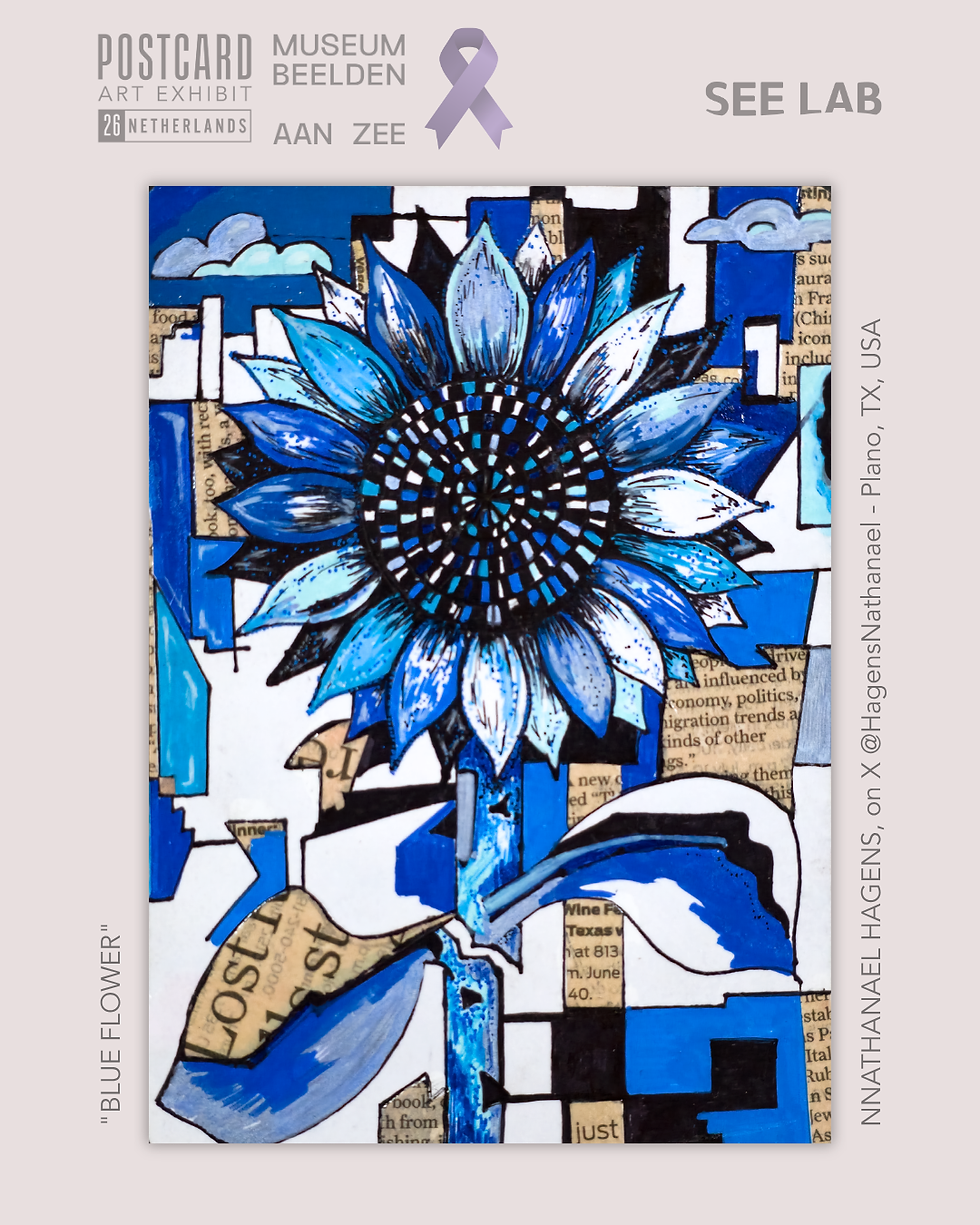 Thumbnail: Nathanael Hagens, "Blue Flower" - Postcard Art