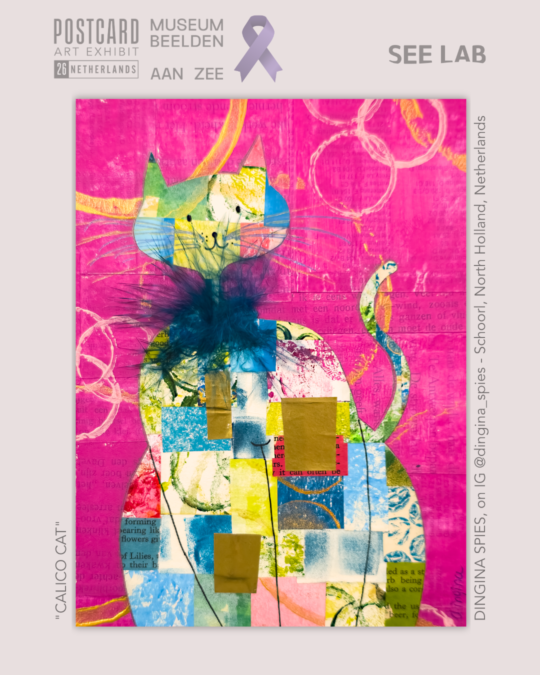 Dingina Spies, "Calico Cat" - Postcard Art