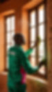 agent de nettoyage sénégalais portant un uniforme vert et rose avec _CLEANIC_ écrit dessus