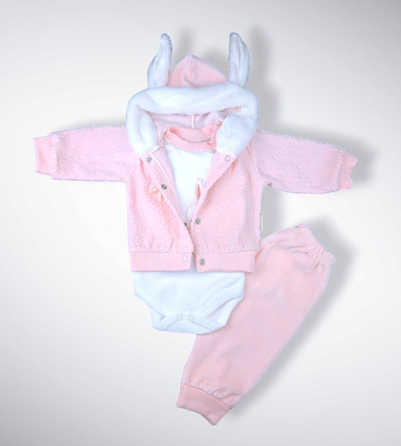 3-Delige Velours Babyset "Konijntje"