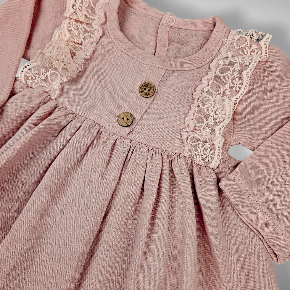 Thumbnail: Oud Roze Katoenen Mousseline Jurk