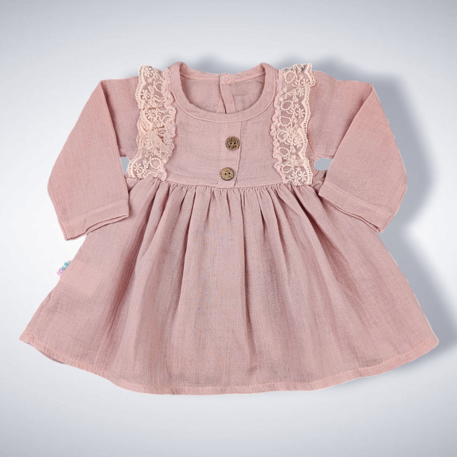 Oud Roze Katoenen Mousseline Jurk