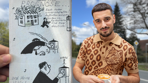 Sadik Pernezha mit Kaffee und Drohbriefe