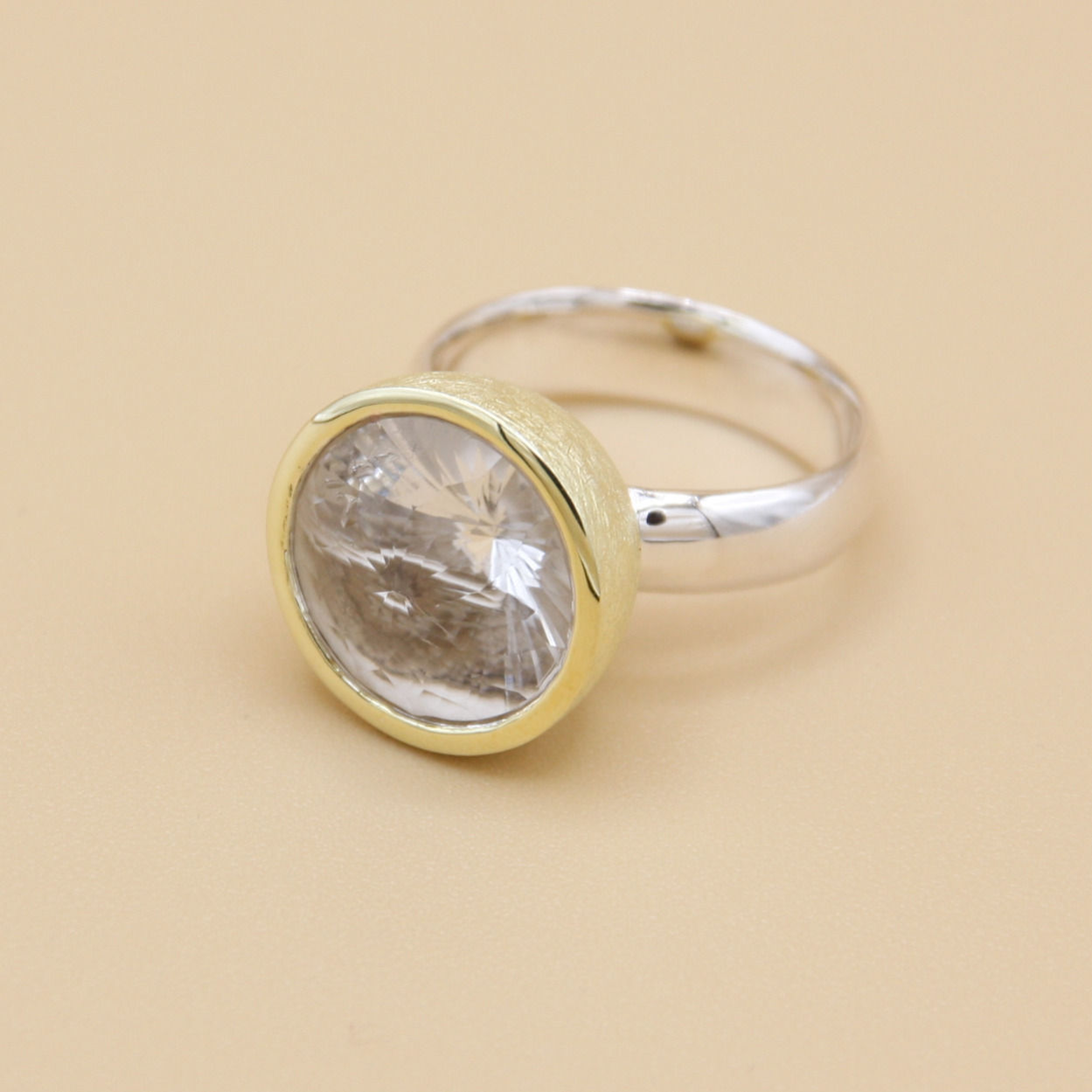 Bergkristall Ring teilvergoldet