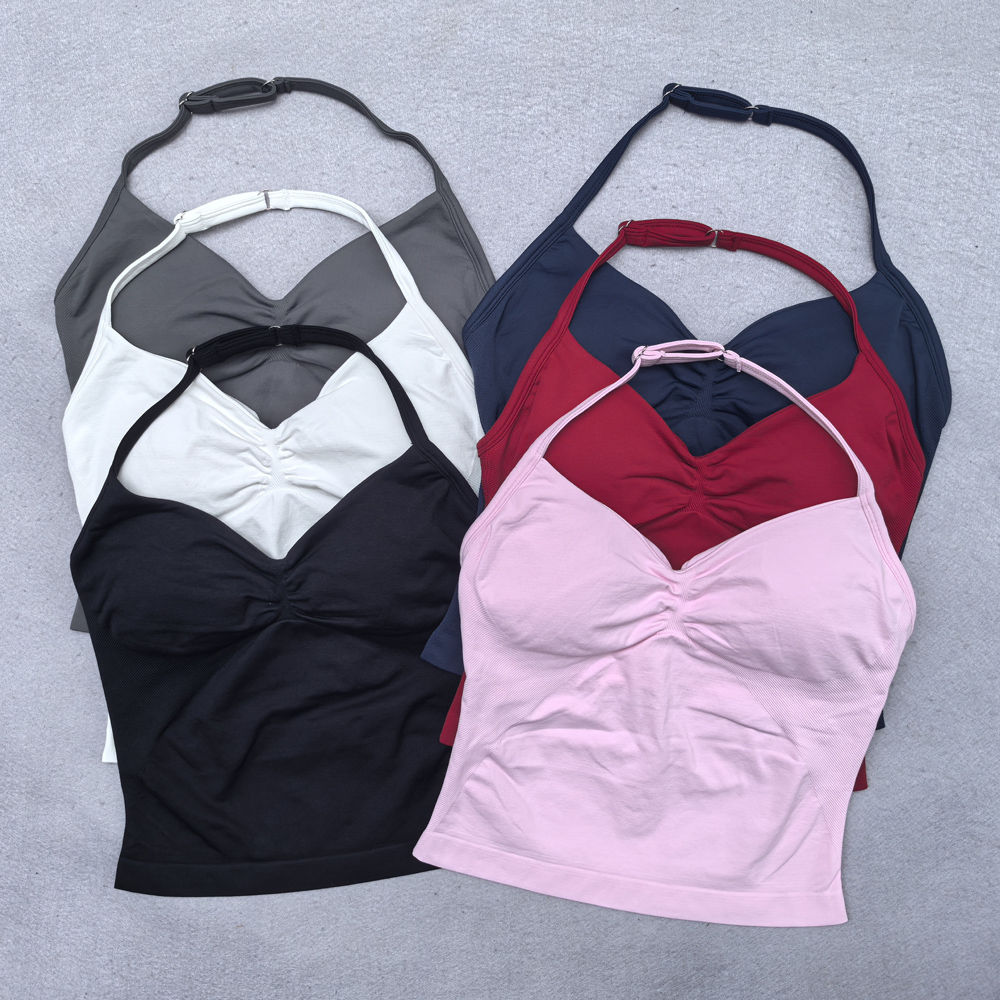 Adjustable Sports Strappy Top Women Backless Gym Top Built in Bra Yoga Clothing