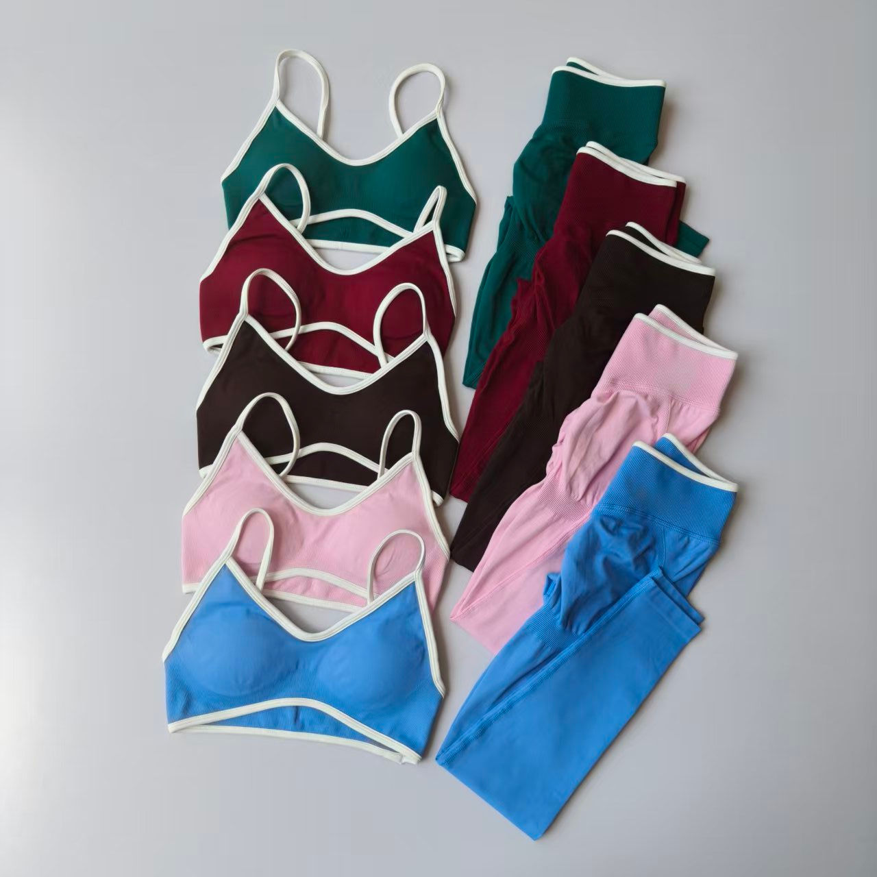 Seamless 2PCS Legging Sets Women's Strappy Sports Bras and Leggings High Waist F