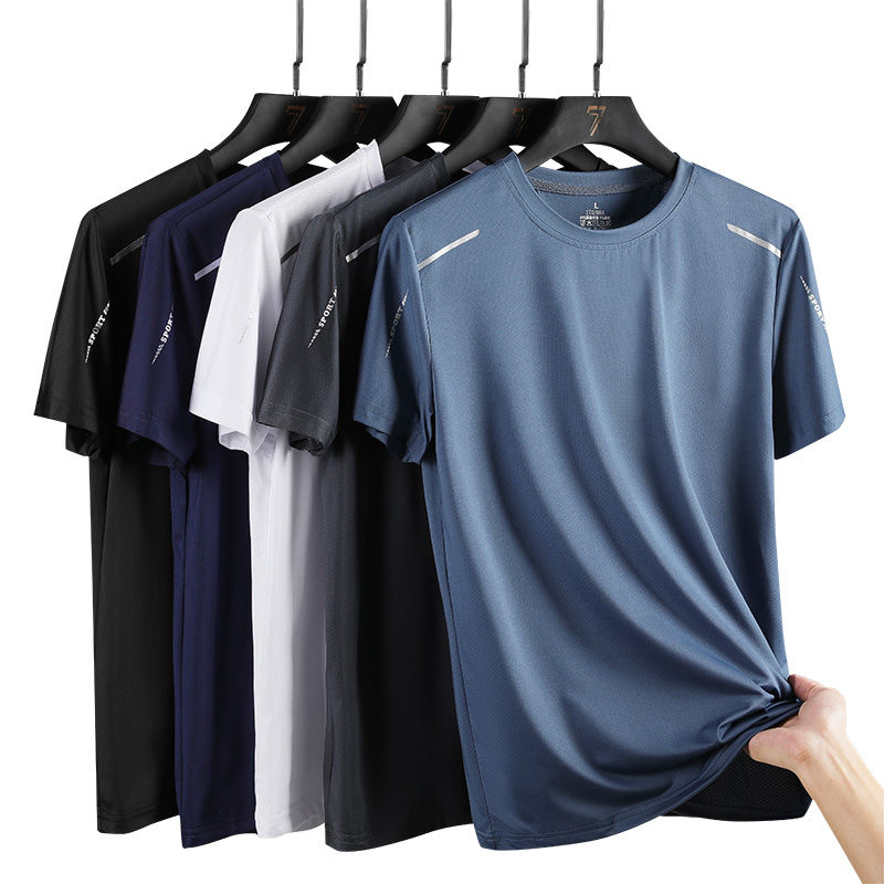 CHRLCK Men's Running Quick Drying T-shirts Breathable Hiking Fishing Tees Soft E