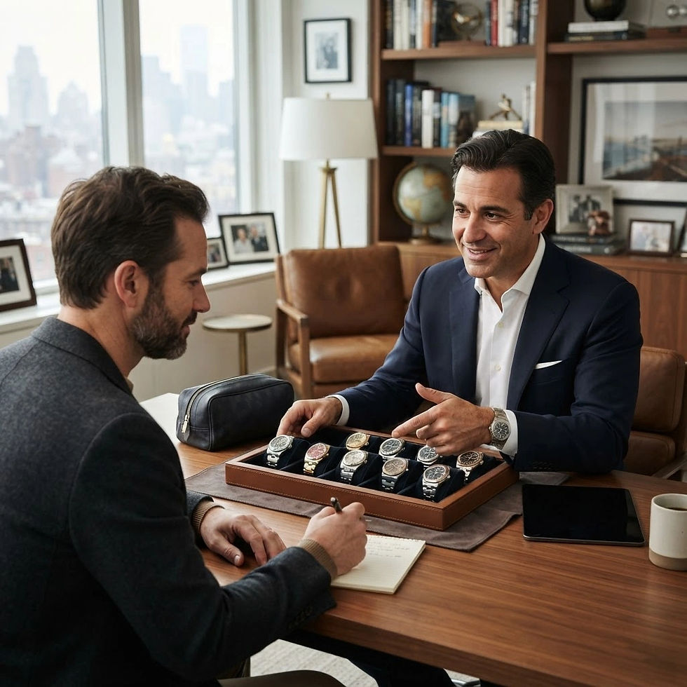 I need an image of a concierge watch salesman who comes to your home or office.jpg