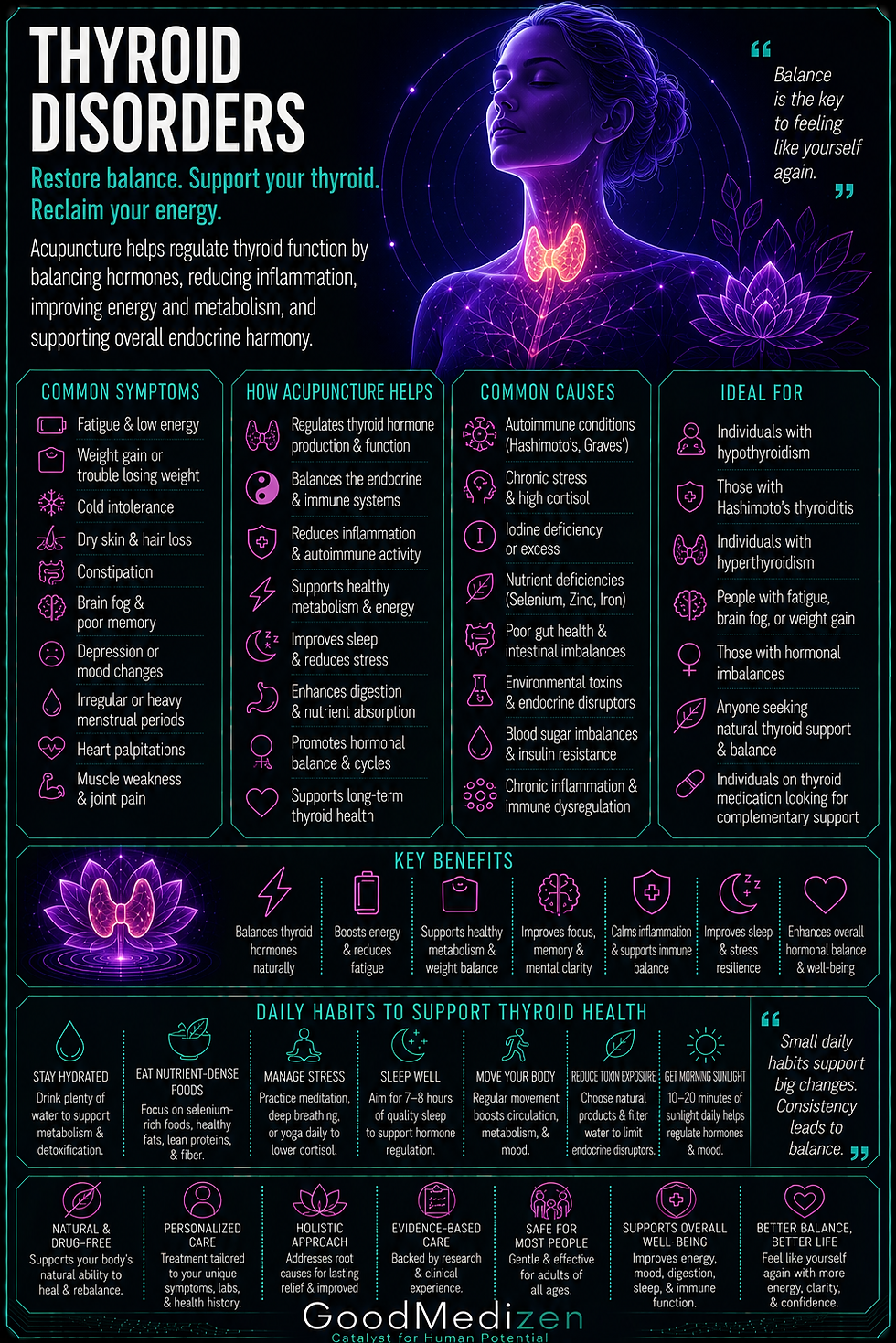 Acupuncture and functional medicine for thyroid disorders, hormone imbalance, adrenal fatigue, diabetes, and metabolic conditions. Root-cause endocrine care in downtown Seattle.