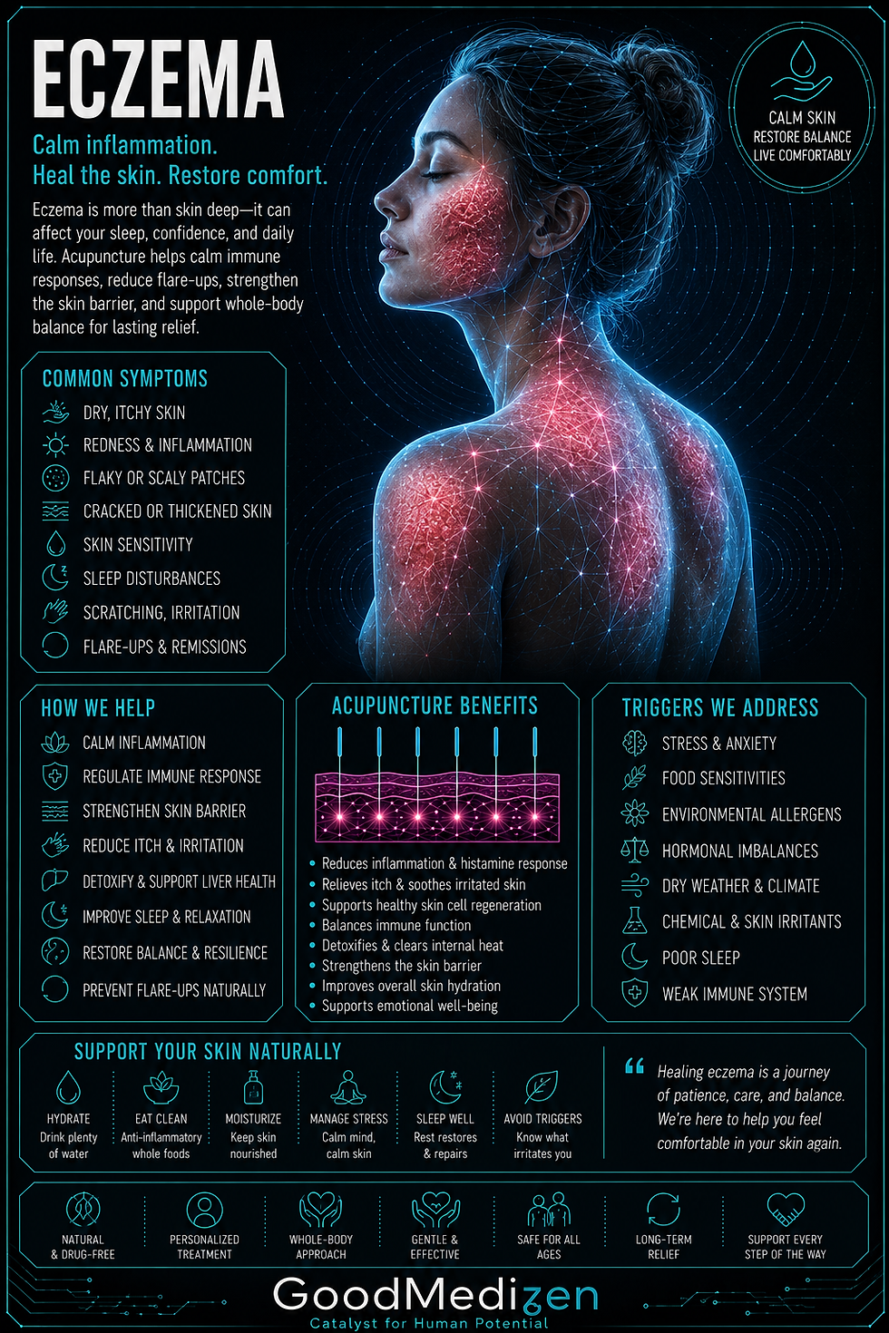 Eczema, psoriasis, acne, hives, and chronic skin issues treated with TCM and functional medicine. Downtown Seattle.