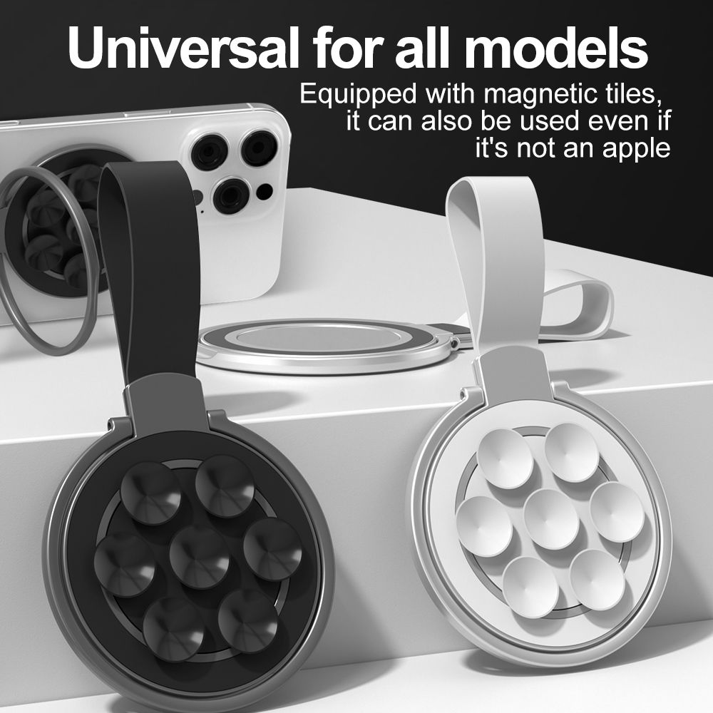 Magnetic Bracket Ring Buckle Phone Stand Silicone Suction Cup Wall Mirror Holder