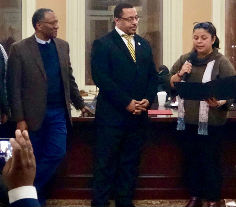 Mayor Harvey with Councilwoman Mejia