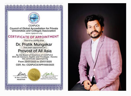Dr. Pratik Appointed as Provost of All Asia: A New Era of Educational Excellence Begins