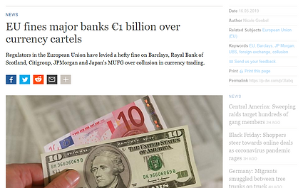 EU fines major banks €1 billion over cur