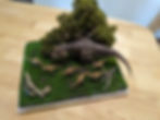 Galli-Trex Ambush diorama with a T-Rex stalking Gallimimus.