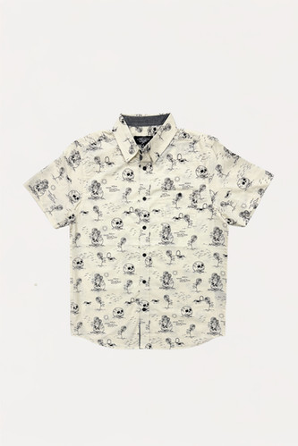 Cream Skeleton Rose Button Up Shirt | Eighty Eight Brand