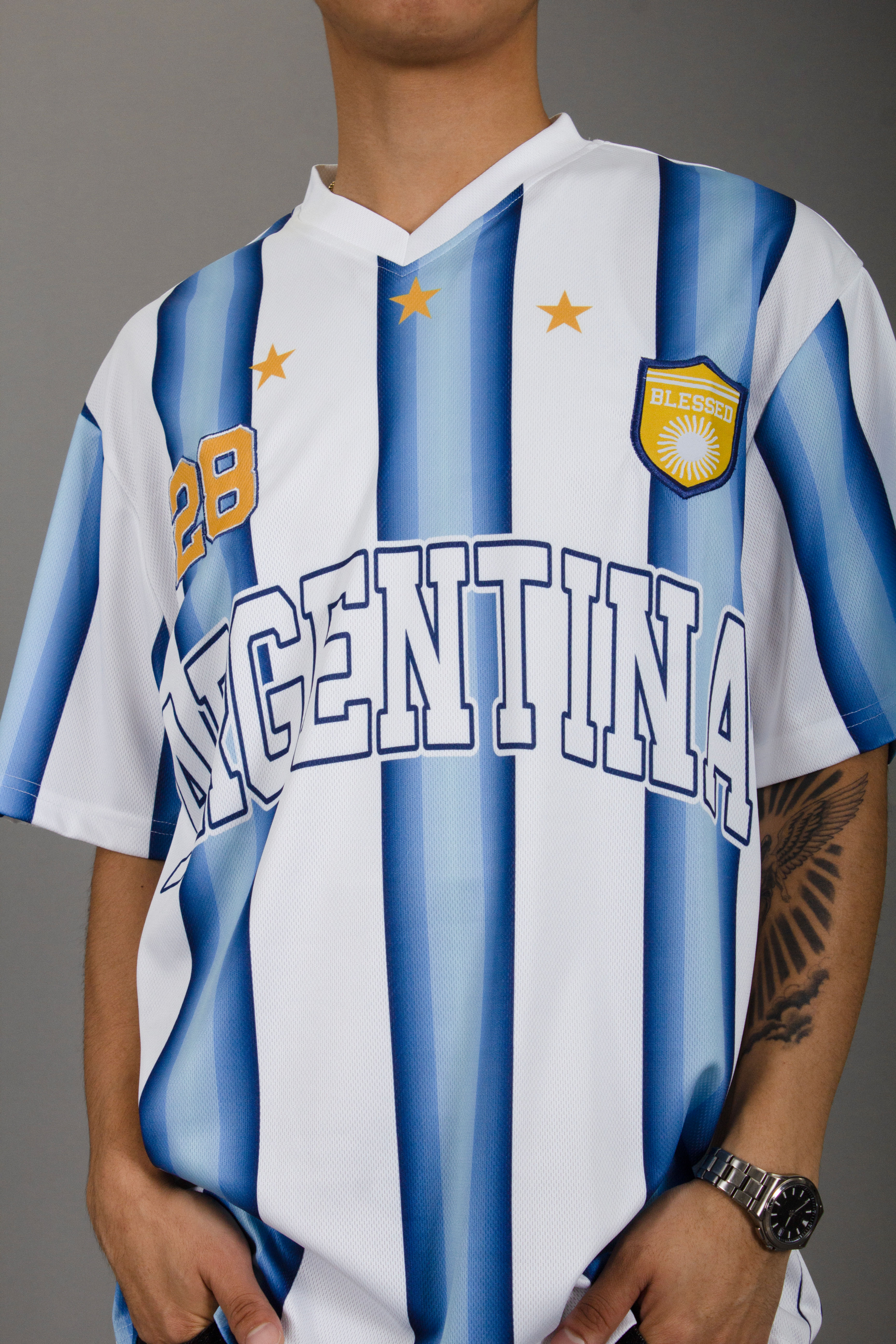 White "Blessed" Argentina Soccer Jersey
