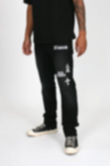 Black Wash "Blessed/Sinner" Slim Jeans