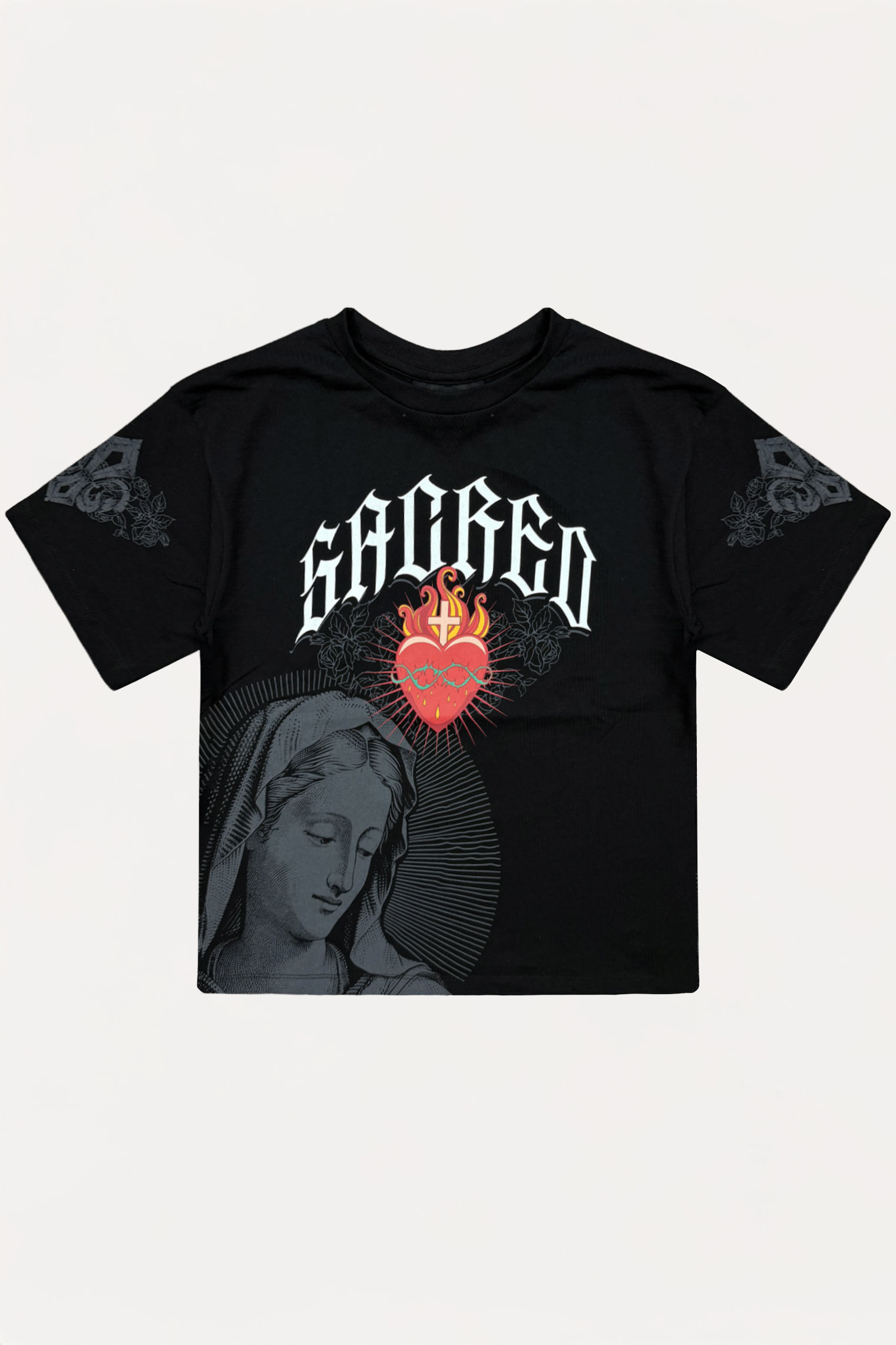 Black "Sacred Heart" Boxy T-Shirt