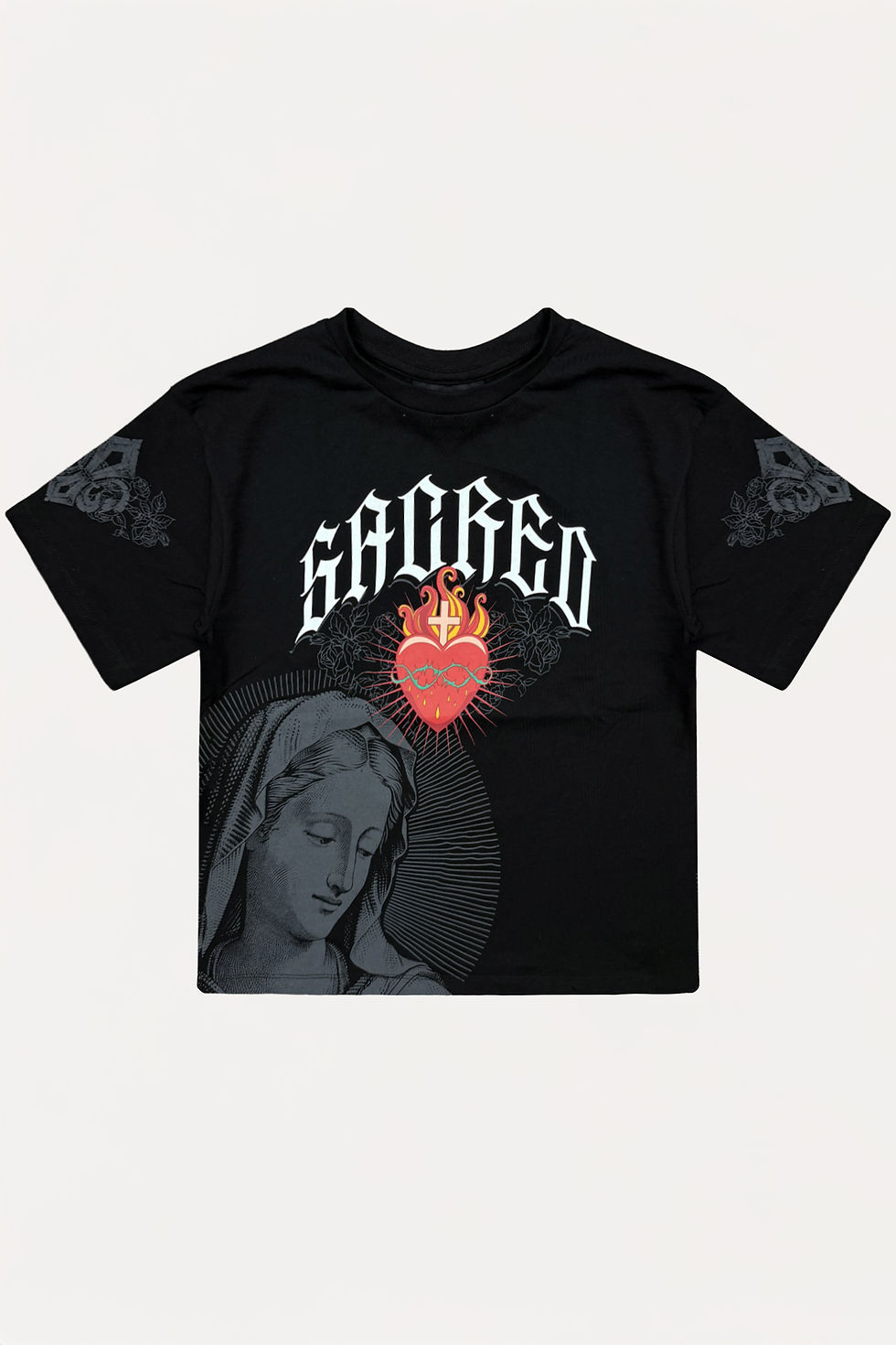 Thumbnail: Black "Sacred Heart" Boxy T-Shirt