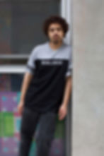 Black & Heather Gray "Worldwide" Embroidered Football T-Shirt