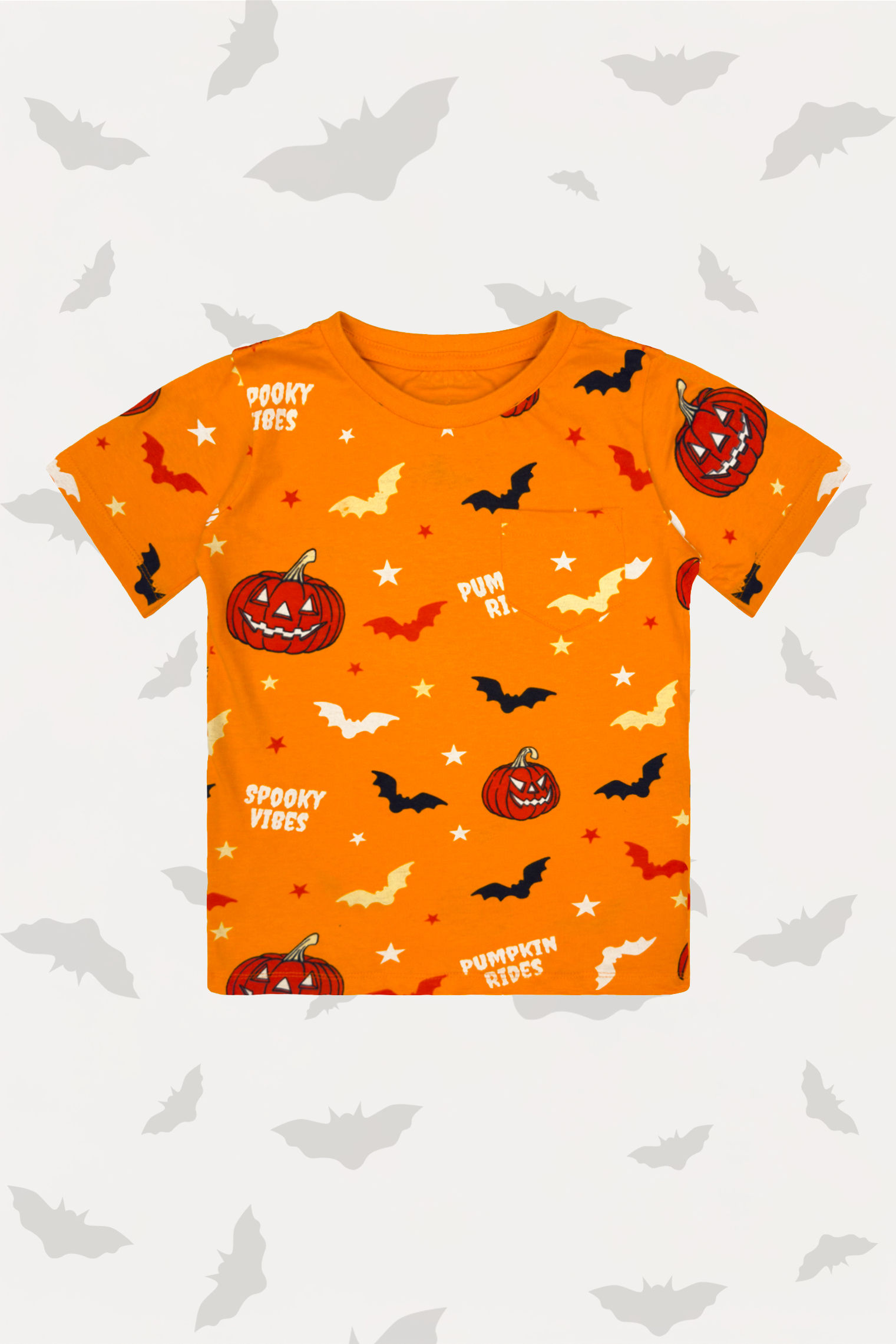 Orange "Spooky Vibes" Pocket T-Shirt