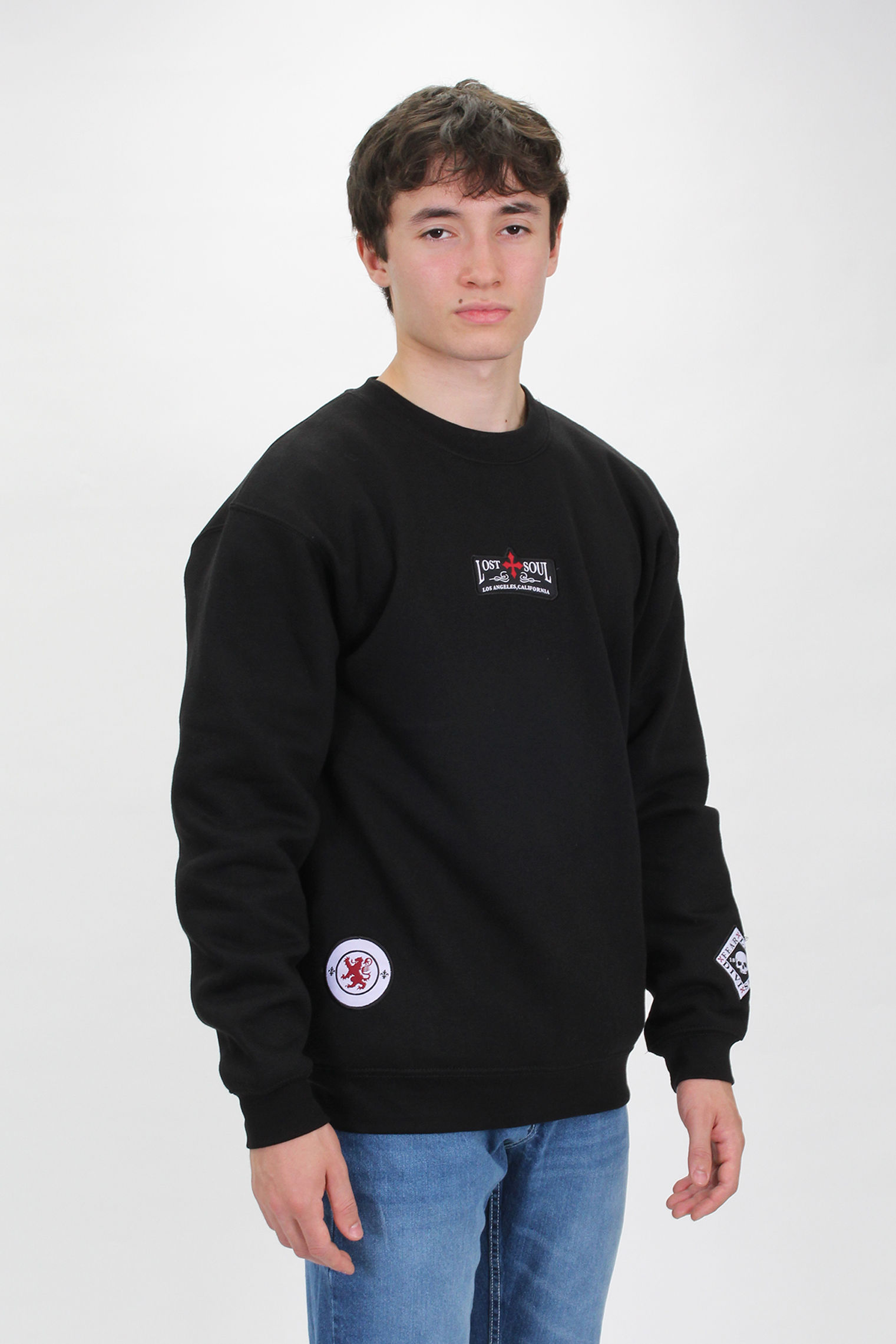 Black "Lost Soul" Patches Sweatshirt