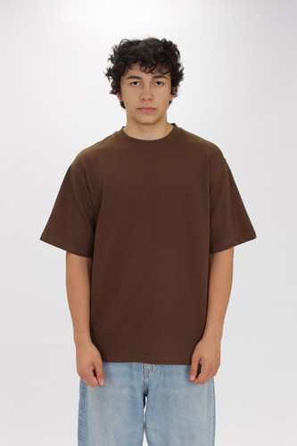 Brown French Terry Boxy T-Shirt | Eighty Eight Brand