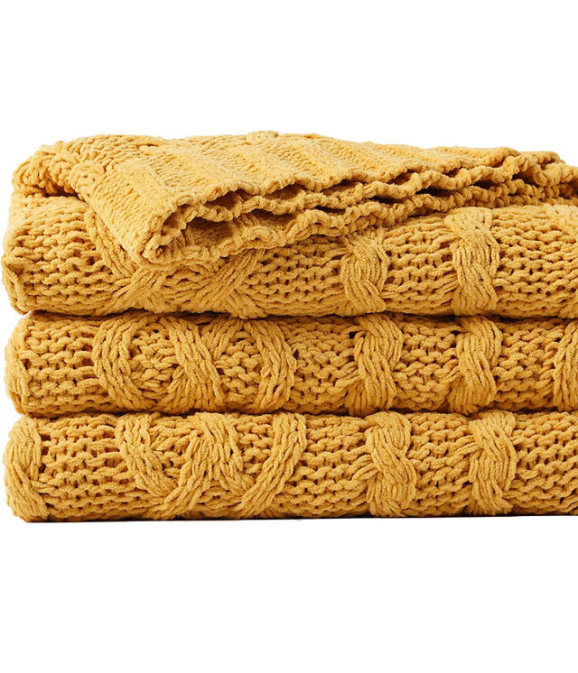 Chenille Golden Yellow Throw Blanket