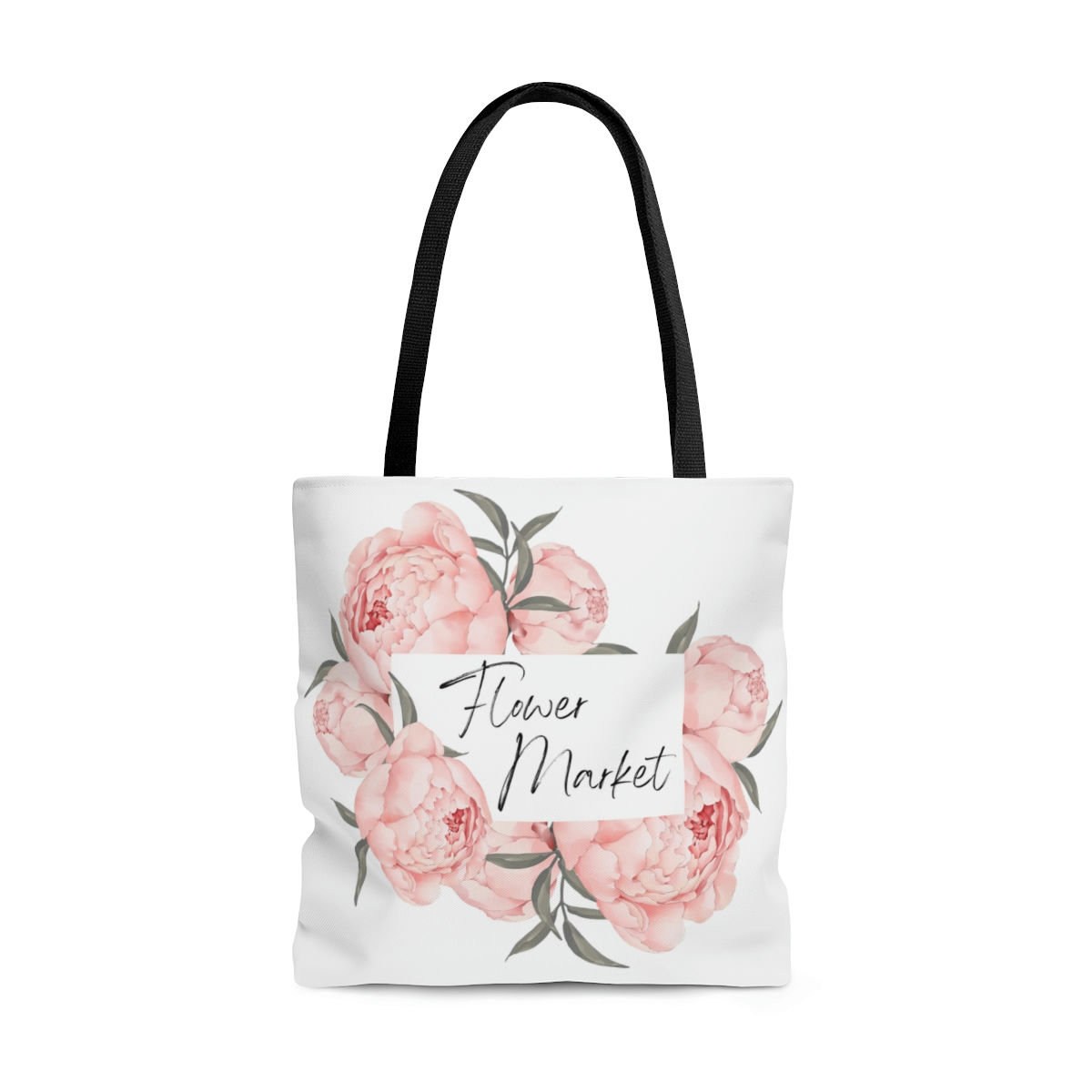Pink Peony Flower Market Reusable Tote Bag