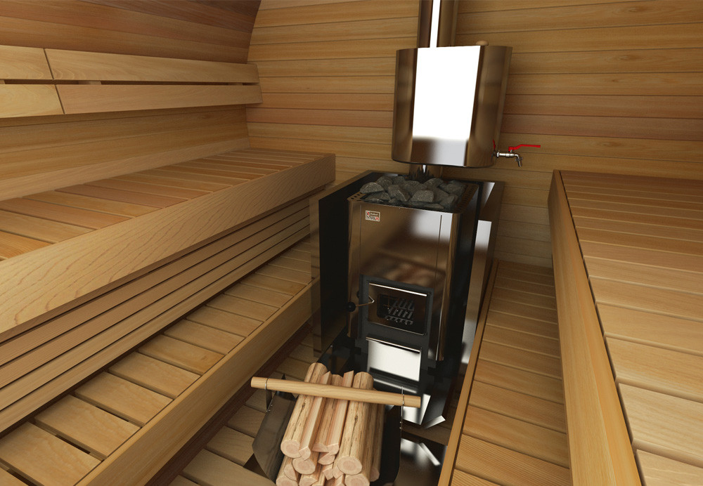 Inside a Barrel Sauna