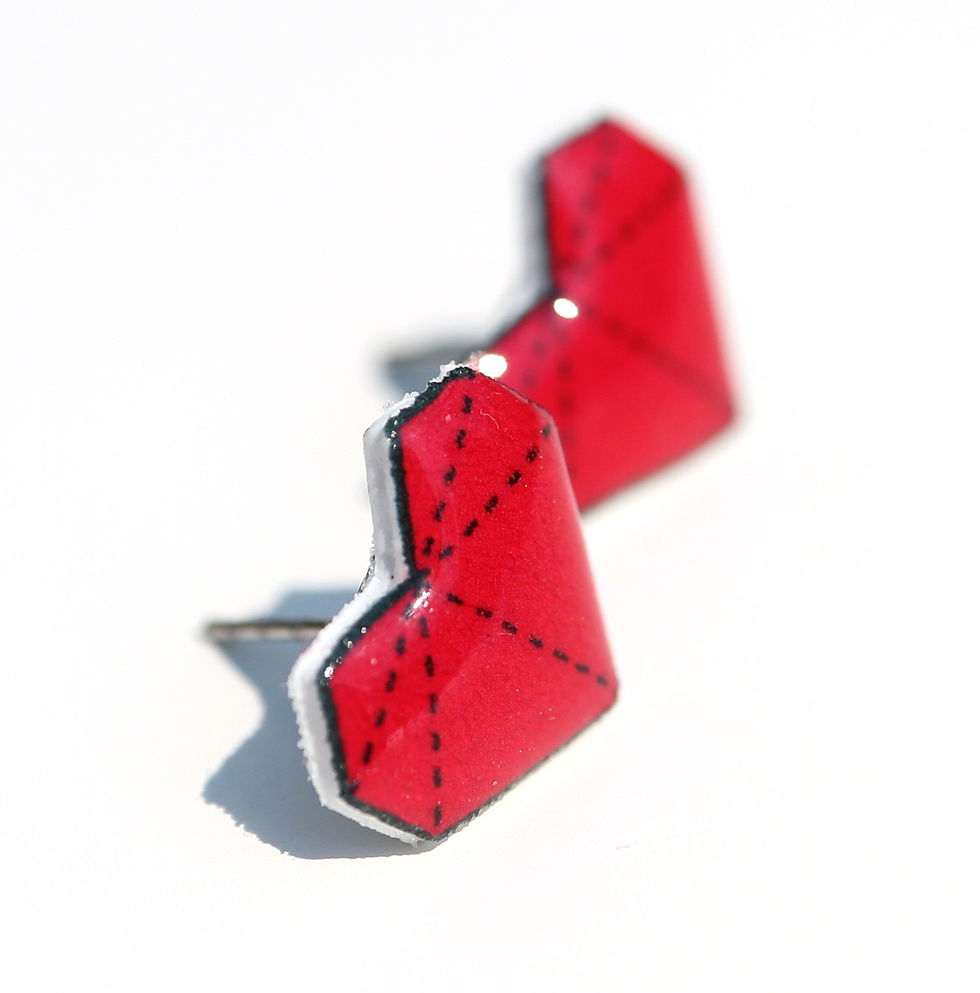 Thumbnail: Origami hearts - Stud earrings