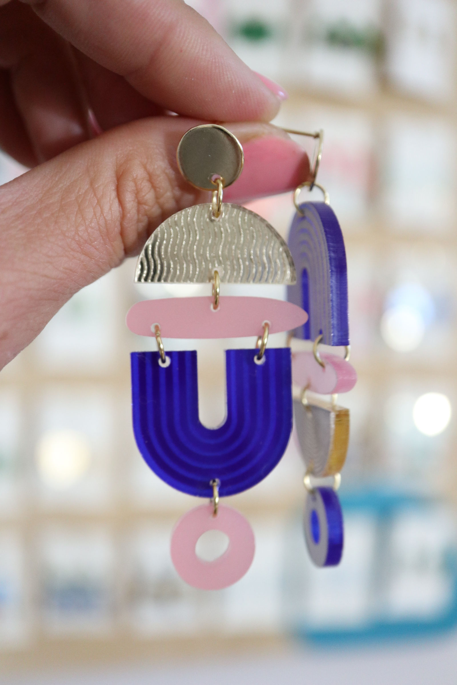 ARCHI in blue - visací  naušnice