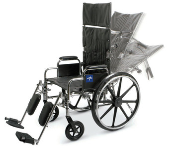 Reclining wheelchair with elevating leg rest
