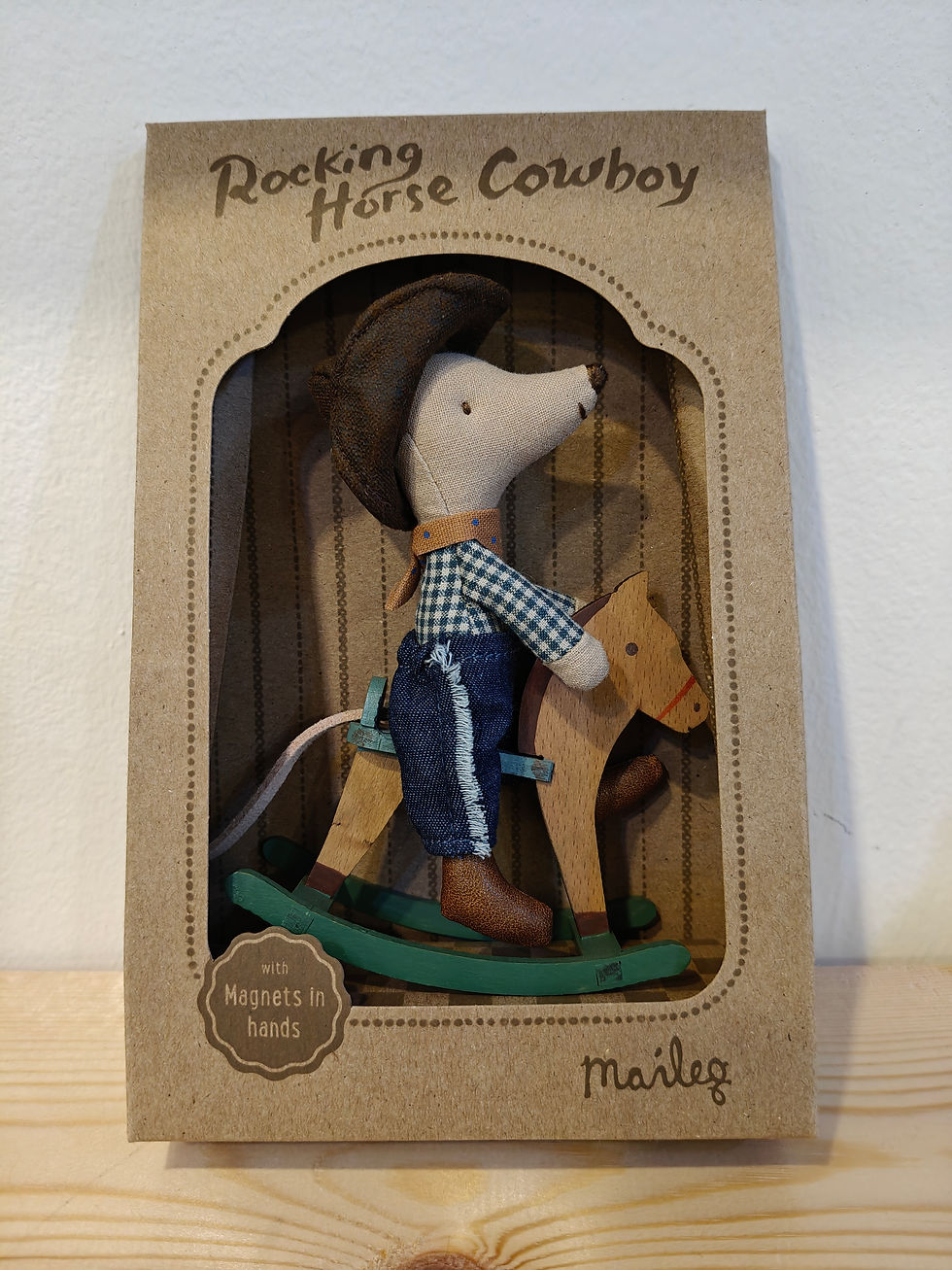 Thumbnail: Maileg Cowboy mouse on rocking horse, Little brother
