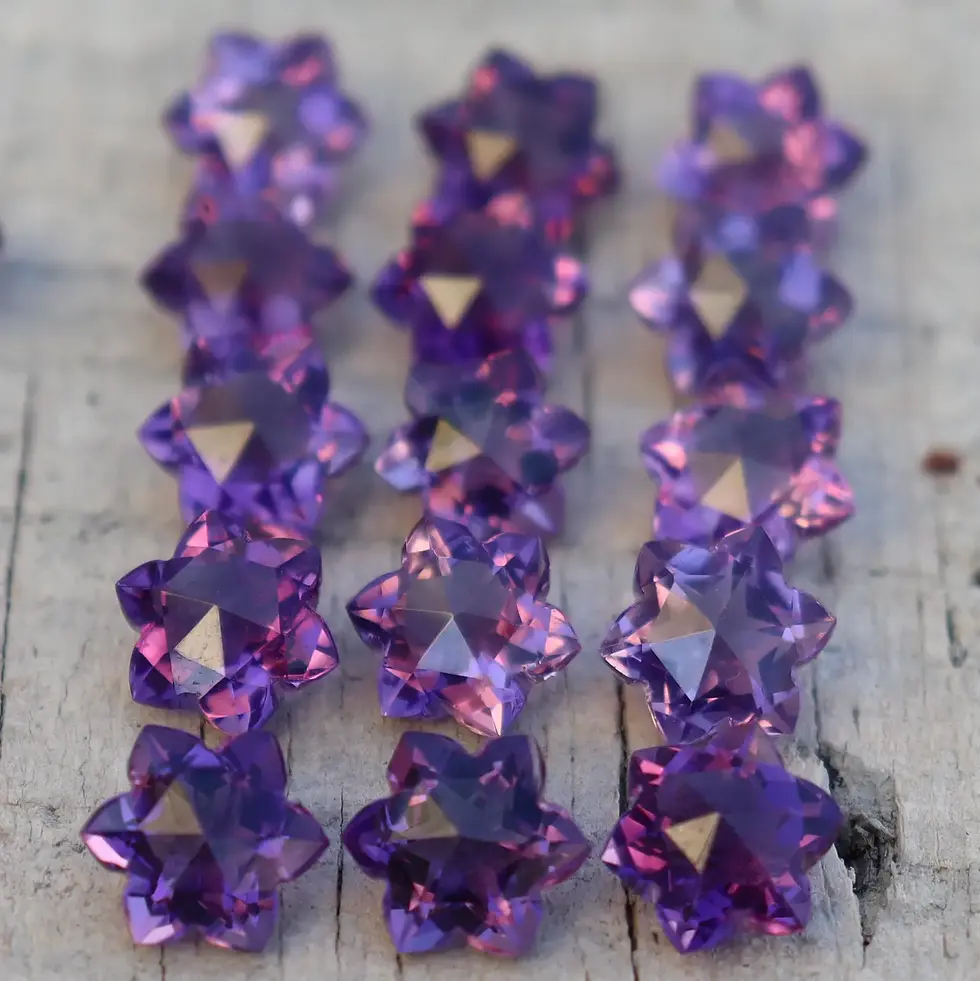 Thumbnail: Natural African Amethyst Flower Shape Briolette Faceted Cut Gemstone AAA Good Qu
