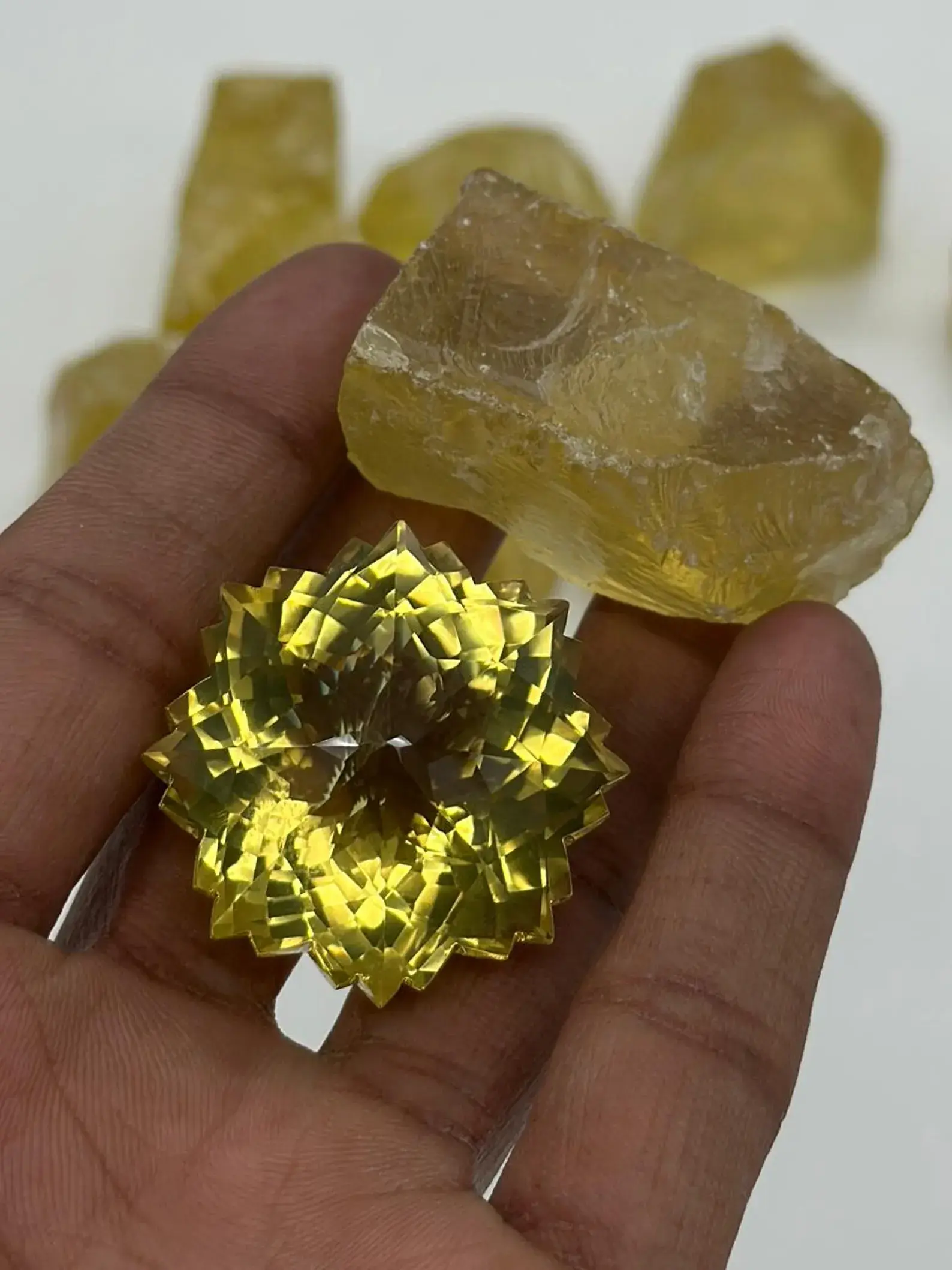 70.00 Carat Lemon Quartz Snowflake Cut | Natural Yellow Quartz Gemstone | Unique