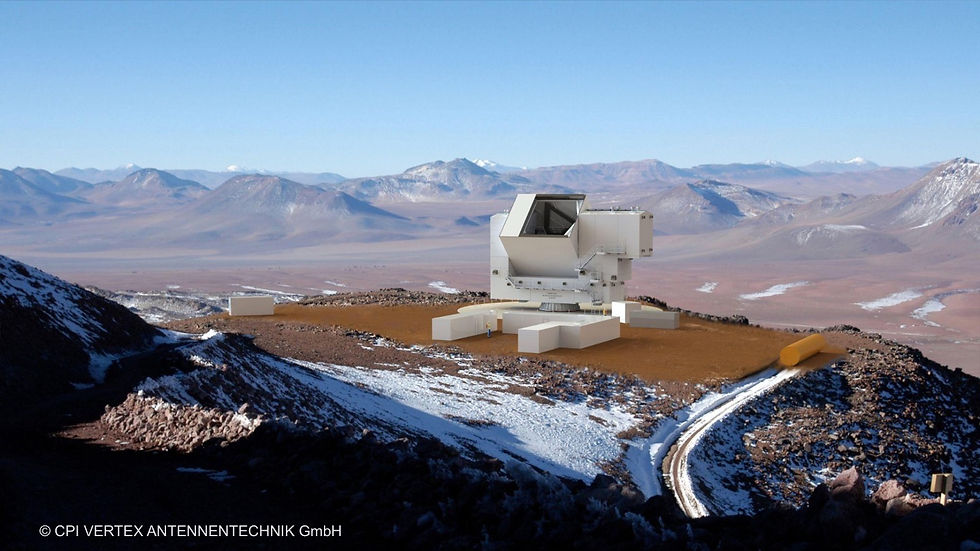 Das soll ein Radioteleskop sein? Das fertige CCAT-Teleskop in einer Computeranimation.