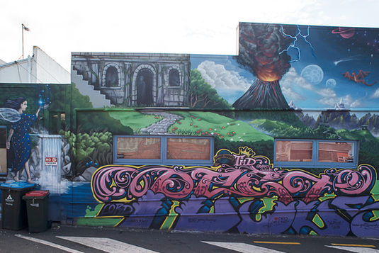 Jonny 4Higher in Bradley Lane, Glen Innes.

Photo: Raymond Sagapolutele, 2017.