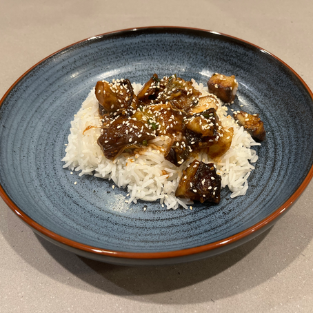 Crispy Doenjang Eggplant and Trumpet Mushrooms 